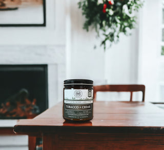 Tobacco & Cedar - 9oz. Amber Jar Candle - By Begonia & Bench®-Begonia &amp; Bench