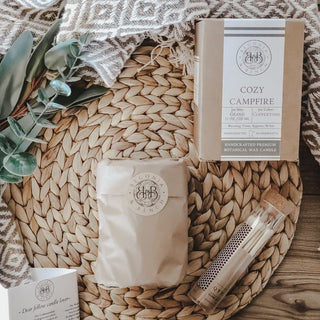 unpackaged begonia and bench candle.