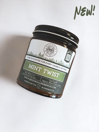 Mint Twist™ - 9oz. Amber Jar Candle - By Begonia & Bench®-Begonia &amp; Bench