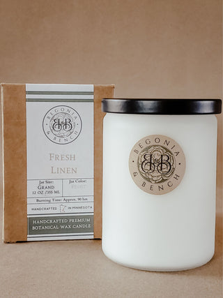 Fresh Linen™ - 12oz Finely Crafted Scented Candle By Begonia & Bench®-Begonia &amp; Bench