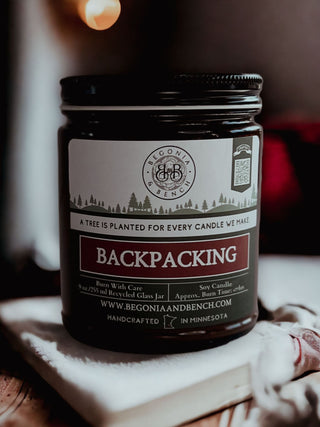 Backpacking - 9oz. Classic Amber Jar Candle - By Begonia & Bench®-Begonia &amp; Bench