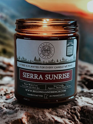 Sierra Sunrise - 9oz. Classic Amber Jar Candle - By Begonia & Bench®-Begonia &amp; Bench